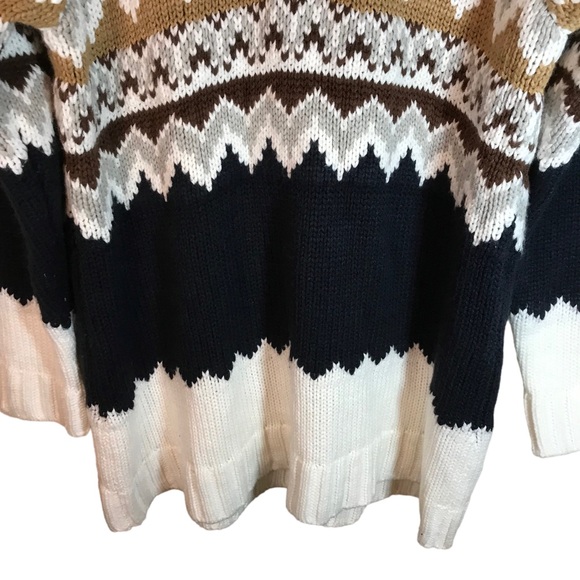 Show me your mumu sweater women S multicolor Sun Valley fair isle faux Sherpa - Picture 5 of 11